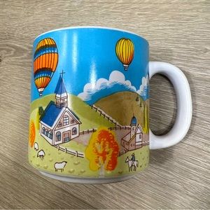 Vintage 1986 Lefton China Coffee Mug - Hot Air Balloons